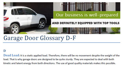 Glossary - Garage Door Repair Tiburon